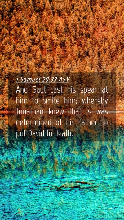 Picture 04 - 1 Samuel 20:33 ASV Mobile Phone Wallpaper - And Saul cast his spear at him to smite him; - Mobile Bible Verse Wallpaper