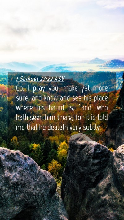 Picture 04 - 1 Samuel 23:22 ASV Mobile Phone Wallpaper - Go, I pray you, make yet more sure, and know and - Mobile Bible Verse Wallpaper