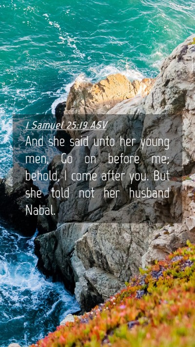 Picture 04 - 1 Samuel 25:19 ASV Mobile Phone Wallpaper - And she said unto her young men, Go on before me; - Mobile Bible Verse Wallpaper
