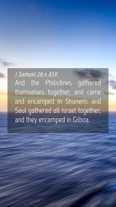 Picture 04 - 1 Samuel 28:4 ASV Mobile Phone Wallpaper - And the Philistines gathered themselves together, - Mobile Bible Verse Wallpaper