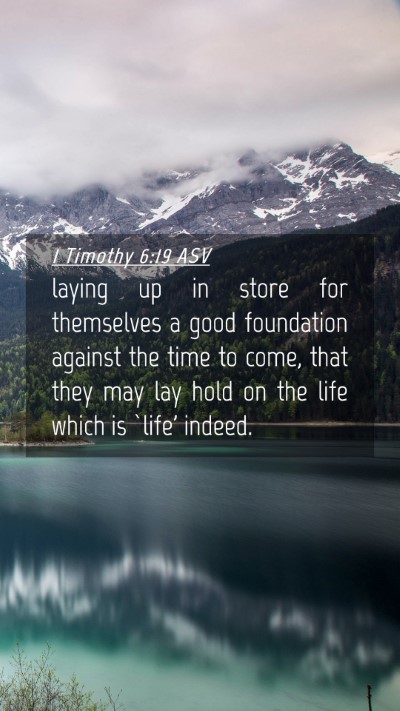 Picture 04 - 1 Timothy 6:19 ASV Mobile Phone Wallpaper - laying up in store for themselves a good - Mobile Bible Verse Wallpaper