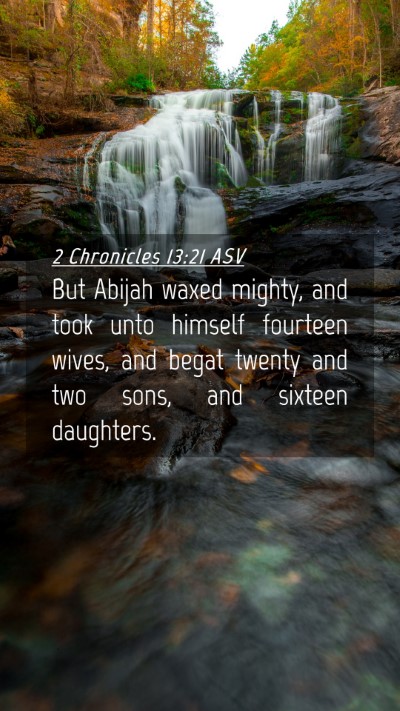 Picture 04 - 2 Chronicles 13:21 ASV Mobile Phone Wallpaper - But Abijah waxed mighty, and took unto himself - Mobile Bible Verse Wallpaper