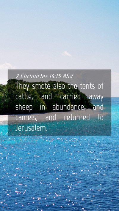 Picture 04 - 2 Chronicles 14:15 ASV Mobile Phone Wallpaper - They smote also the tents of cattle, and carried - Mobile Bible Verse Wallpaper