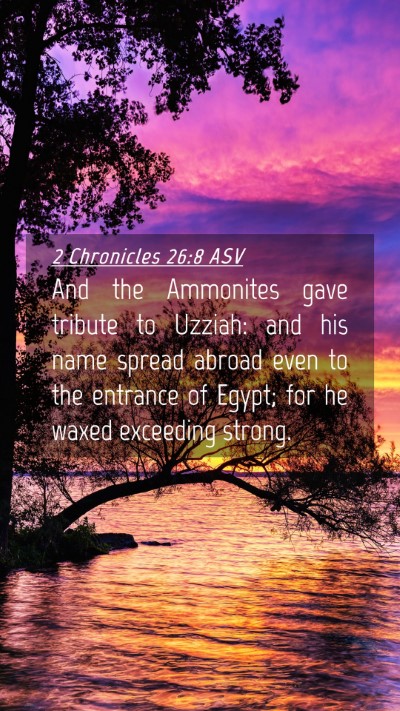 Picture 04 - 2 Chronicles 26:8 ASV Mobile Phone Wallpaper - And the Ammonites gave tribute to Uzziah: and his - Mobile Bible Verse Wallpaper