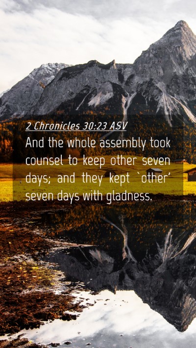 Picture 04 - 2 Chronicles 30:23 ASV Mobile Phone Wallpaper - And the whole assembly took counsel to keep other - Mobile Bible Verse Wallpaper