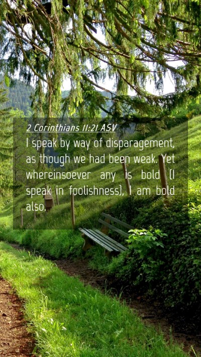 Picture 04 - 2 Corinthians 11:21 ASV Mobile Phone Wallpaper - I speak by way of disparagement, as though we had - Mobile Bible Verse Wallpaper