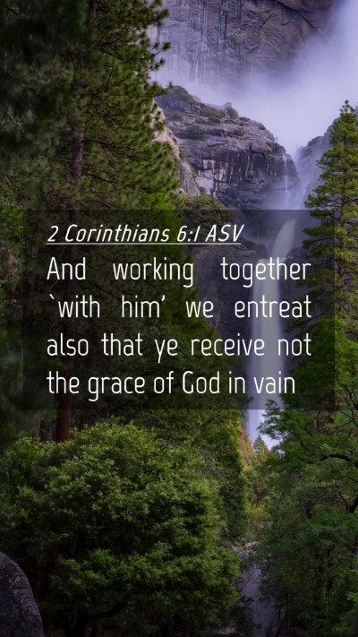 Picture 04 - 2 Corinthians 6:1 ASV Mobile Phone Wallpaper - And working together `with him' we entreat also - Mobile Bible Verse Wallpaper