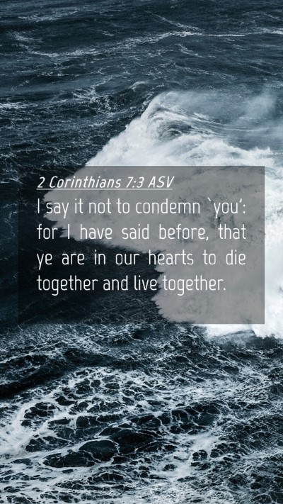 Picture 04 - 2 Corinthians 7:3 ASV Mobile Phone Wallpaper - I say it not to condemn `you': for I have said - Mobile Bible Verse Wallpaper
