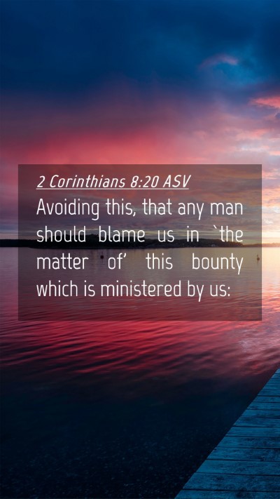 Picture 04 - 2 Corinthians 8:20 ASV Mobile Phone Wallpaper - Avoiding this, that any man should blame us in - Mobile Bible Verse Wallpaper