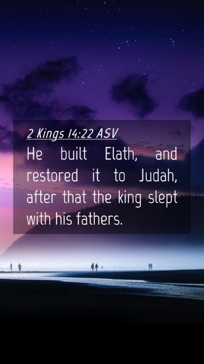 Picture 04 - 2 Kings 14:22 ASV Mobile Phone Wallpaper - He built Elath, and restored it to Judah, after - Mobile Bible Verse Wallpaper