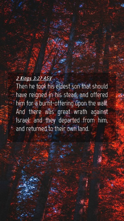 Picture 04 - 2 Kings 3:27 ASV Mobile Phone Wallpaper - Then he took his eldest son that should have - Mobile Bible Verse Wallpaper