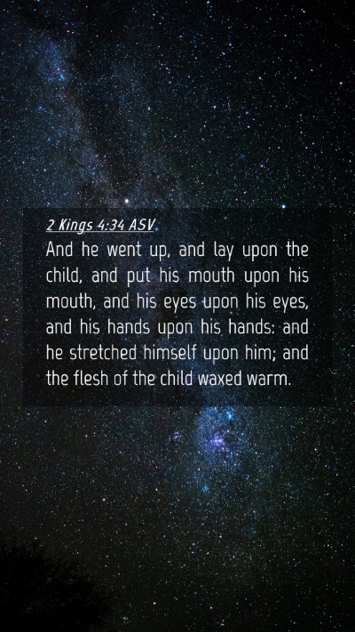 Picture 04 - 2 Kings 4:34 ASV Mobile Phone Wallpaper - And he went up, and lay upon the child, and put - Mobile Bible Verse Wallpaper