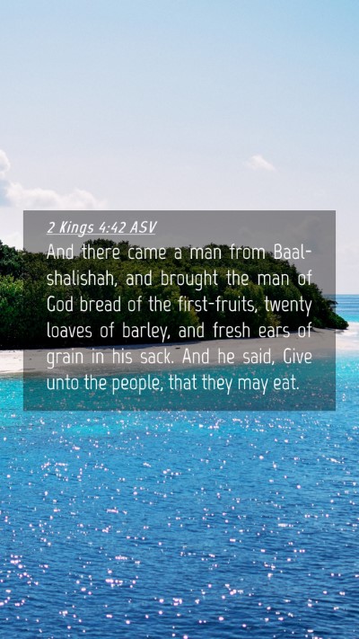 Picture 04 - 2 Kings 4:42 ASV Mobile Phone Wallpaper - And there came a man from Baal-shalishah, and - Mobile Bible Verse Wallpaper