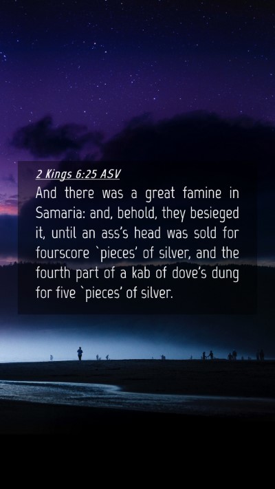 Picture 04 - 2 Kings 6:25 ASV Mobile Phone Wallpaper - And there was a great famine in Samaria: and, - Mobile Bible Verse Wallpaper