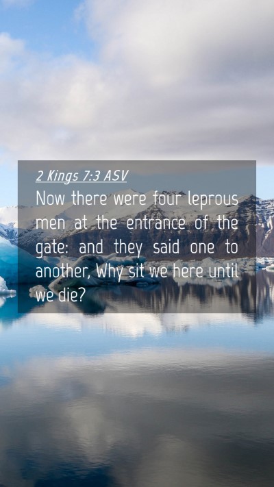 Picture 04 - 2 Kings 7:3 ASV Mobile Phone Wallpaper - Now there were four leprous men at the entrance - Mobile Bible Verse Wallpaper