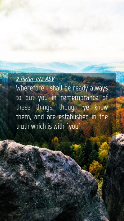 Picture 04 - 2 Peter 1:12 ASV Mobile Phone Wallpaper - Wherefore I shall be ready always to put you in - Mobile Bible Verse Wallpaper