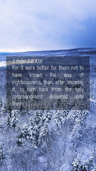 Picture 04 - 2 Peter 2:21 ASV Mobile Phone Wallpaper - For it were better for them not to have known the - Mobile Bible Verse Wallpaper