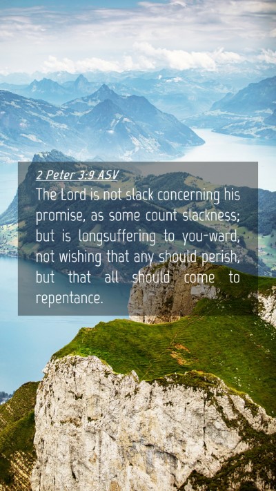 Picture 04 - 2 Peter 3:9 ASV Mobile Phone Wallpaper - The Lord is not slack concerning his promise, as - Mobile Bible Verse Wallpaper