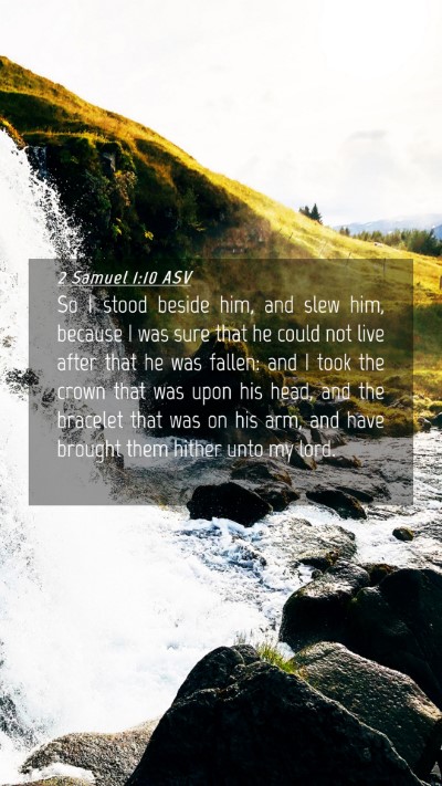 Picture 04 - 2 Samuel 1:10 ASV Mobile Phone Wallpaper - So I stood beside him, and slew him, because I - Mobile Bible Verse Wallpaper