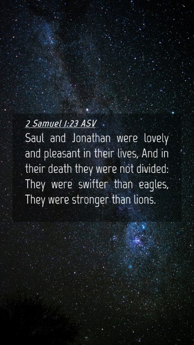 Picture 04 - 2 Samuel 1:23 ASV Mobile Phone Wallpaper - Saul and Jonathan were lovely and pleasant in - Mobile Bible Verse Wallpaper