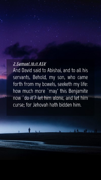 Picture 04 - 2 Samuel 16:11 ASV Mobile Phone Wallpaper - And David said to Abishai, and to all his - Mobile Bible Verse Wallpaper