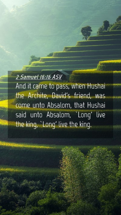 Picture 04 - 2 Samuel 16:16 ASV Mobile Phone Wallpaper - And it came to pass, when Hushai the Archite, - Mobile Bible Verse Wallpaper