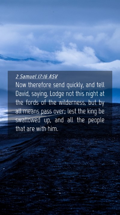 Picture 04 - 2 Samuel 17:16 ASV Mobile Phone Wallpaper - Now therefore send quickly, and tell David, - Mobile Bible Verse Wallpaper