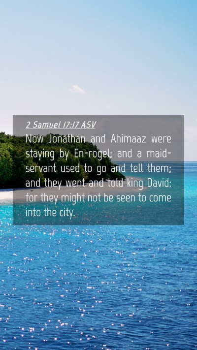 Picture 04 - 2 Samuel 17:17 ASV Mobile Phone Wallpaper - Now Jonathan and Ahimaaz were staying by - Mobile Bible Verse Wallpaper