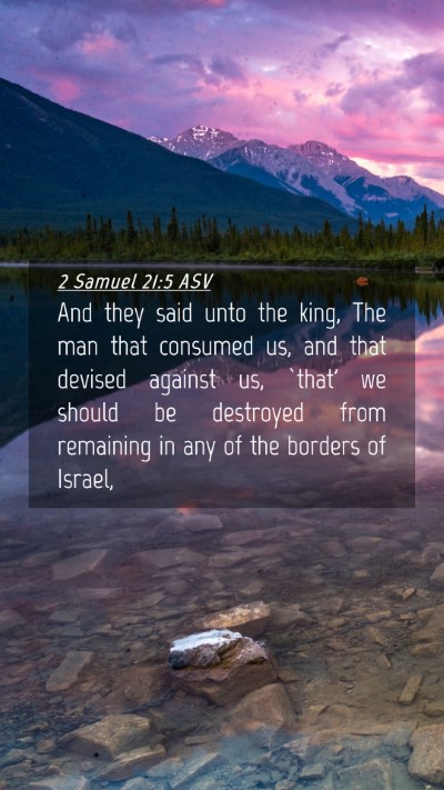 Picture 04 - 2 Samuel 21:5 ASV Mobile Phone Wallpaper - And they said unto the king, The man that - Mobile Bible Verse Wallpaper