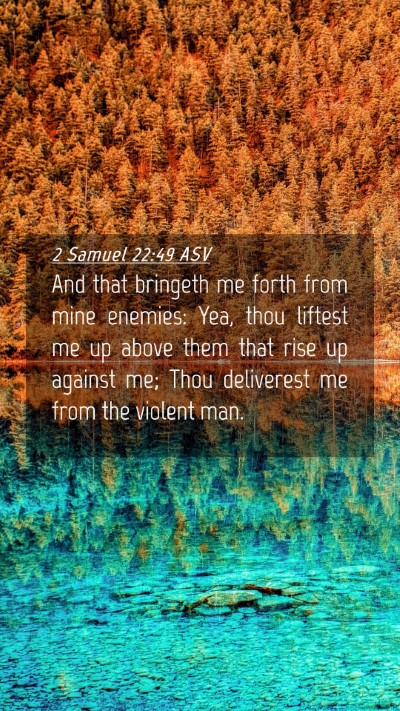 Picture 04 - 2 Samuel 22:49 ASV Mobile Phone Wallpaper - And that bringeth me forth from mine enemies: - Mobile Bible Verse Wallpaper