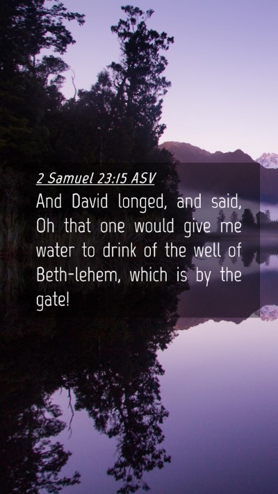 Picture 04 - 2 Samuel 23:15 ASV Mobile Phone Wallpaper - And David longed, and said, Oh that one would - Mobile Bible Verse Wallpaper