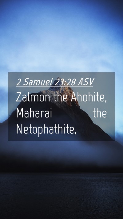 Picture 04 - 2 Samuel 23:28 ASV Mobile Phone Wallpaper - Zalmon the Ahohite, Maharai the - Mobile Bible Verse Wallpaper
