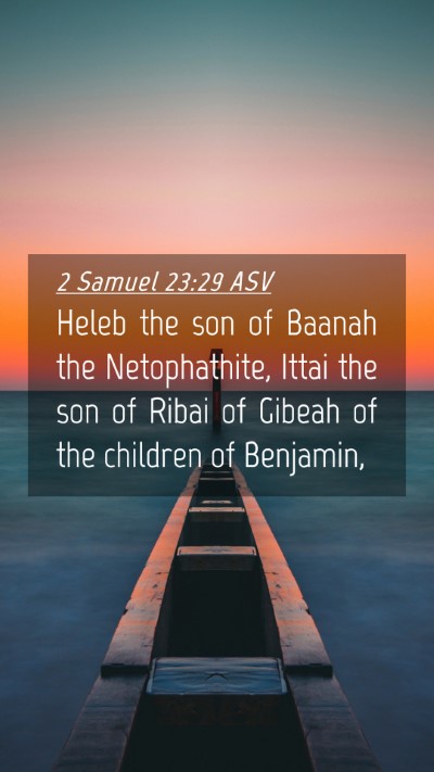 Picture 04 - 2 Samuel 23:29 ASV Mobile Phone Wallpaper - Heleb the son of Baanah the Netophathite, Ittai - Mobile Bible Verse Wallpaper