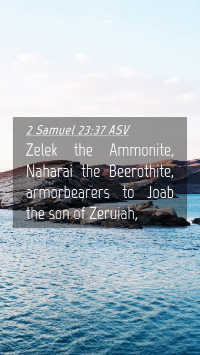 Picture 04 - 2 Samuel 23:37 ASV Mobile Phone Wallpaper - Zelek the Ammonite, Naharai the Beerothite, - Mobile Bible Verse Wallpaper