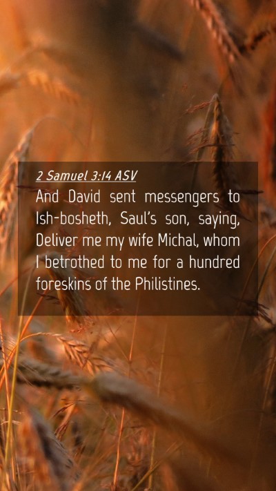 Picture 04 - 2 Samuel 3:14 ASV Mobile Phone Wallpaper - And David sent messengers to Ish-bosheth, Saul's - Mobile Bible Verse Wallpaper
