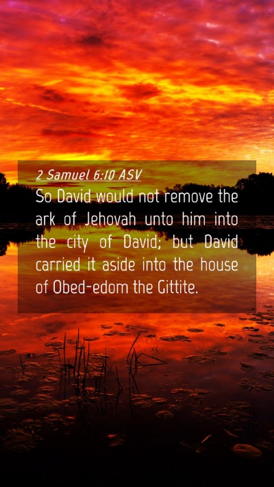 Picture 04 - 2 Samuel 6:10 ASV Mobile Phone Wallpaper - So David would not remove the ark of Jehovah unto - Mobile Bible Verse Wallpaper