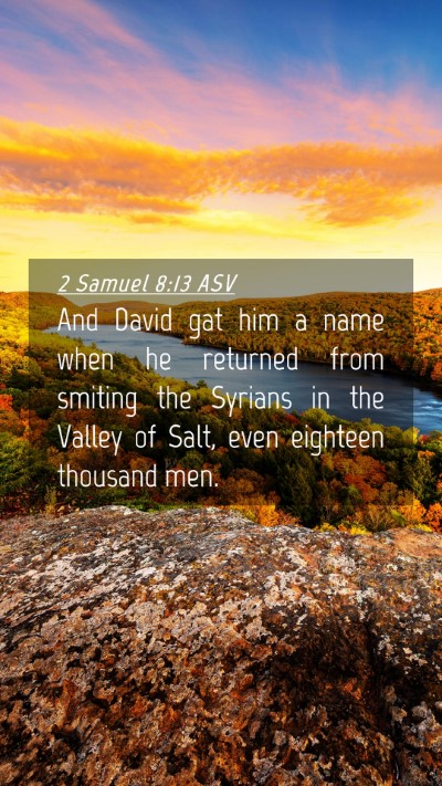 Picture 04 - 2 Samuel 8:13 ASV Mobile Phone Wallpaper - And David gat him a name when he returned from - Mobile Bible Verse Wallpaper