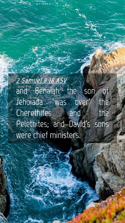 Picture 04 - 2 Samuel 8:18 ASV Mobile Phone Wallpaper - and Benaiah the son of Jehoiada `was over' the - Mobile Bible Verse Wallpaper