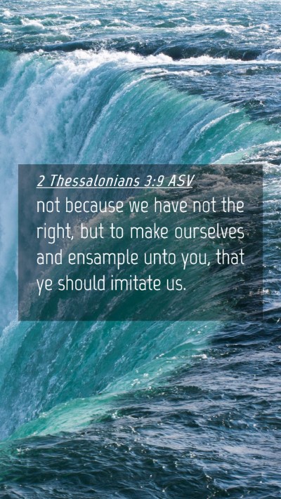 Picture 04 - 2 Thessalonians 3:9 ASV Mobile Phone Wallpaper - not because we have not the right, but to make - Mobile Bible Verse Wallpaper