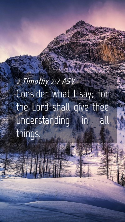 Picture 04 - 2 Timothy 2:7 ASV Mobile Phone Wallpaper - Consider what I say; for the Lord shall give thee - Mobile Bible Verse Wallpaper