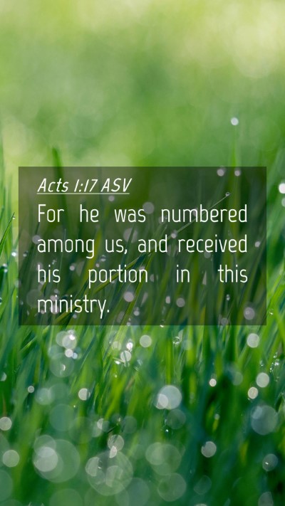 Picture 04 - Acts 1:17 ASV Mobile Phone Wallpaper - For he was numbered among us, and received his - Mobile Bible Verse Wallpaper