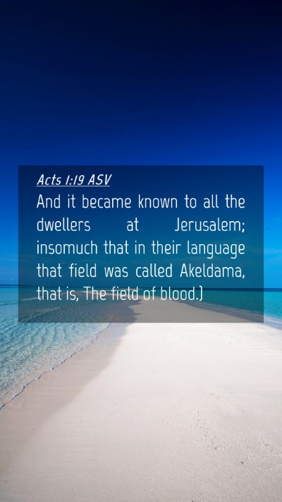 Picture 04 - Acts 1:19 ASV Mobile Phone Wallpaper - And it became known to all the dwellers at - Mobile Bible Verse Wallpaper