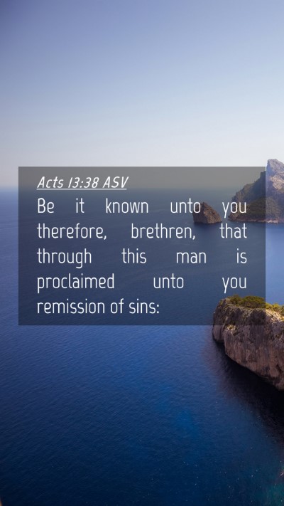 Picture 04 - Acts 13:38 ASV Mobile Phone Wallpaper - Be it known unto you therefore, brethren, that - Mobile Bible Verse Wallpaper