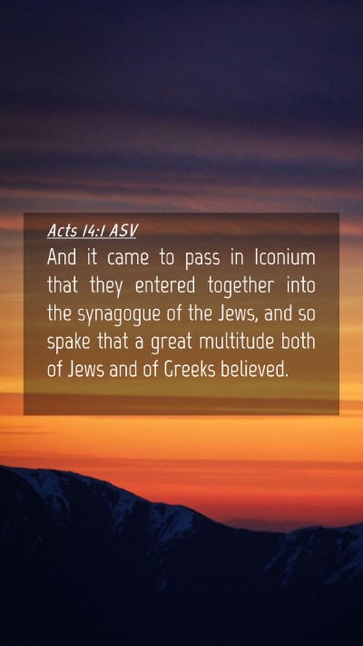 Picture 04 - Acts 14:1 ASV Mobile Phone Wallpaper - And it came to pass in Iconium that they entered - Mobile Bible Verse Wallpaper