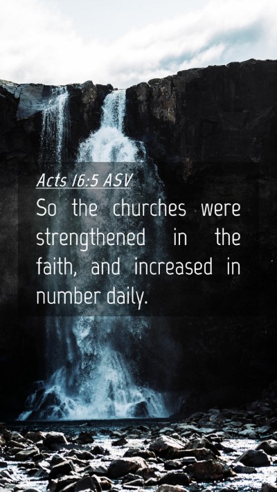 Picture 04 - Acts 16:5 ASV Mobile Phone Wallpaper - So the churches were strengthened in the faith, - Mobile Bible Verse Wallpaper