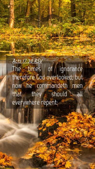 Picture 04 - Acts 17:30 ASV Mobile Phone Wallpaper - The times of ignorance therefore God overlooked; - Mobile Bible Verse Wallpaper