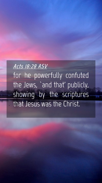 Picture 04 - Acts 18:28 ASV Mobile Phone Wallpaper - for he powerfully confuted the Jews, `and that' - Mobile Bible Verse Wallpaper