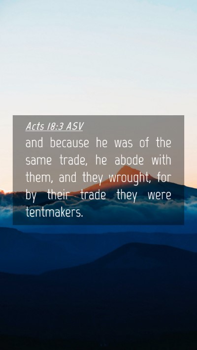 Picture 04 - Acts 18:3 ASV Mobile Phone Wallpaper - and because he was of the same trade, he abode - Mobile Bible Verse Wallpaper