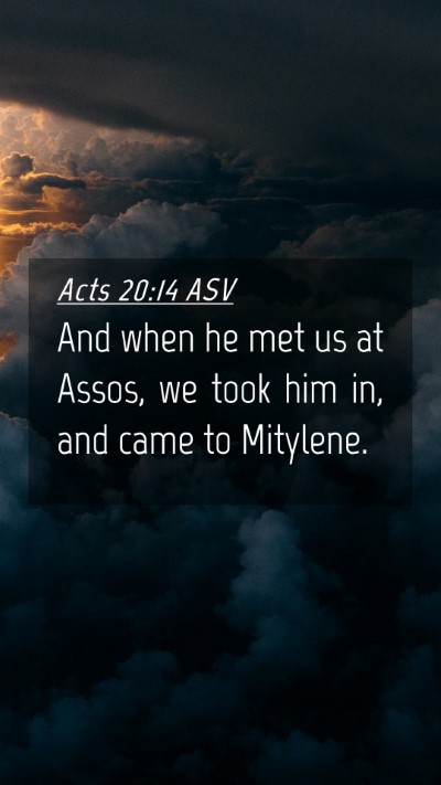 Picture 04 - Acts 20:14 ASV Mobile Phone Wallpaper - And when he met us at Assos, we took him in, and - Mobile Bible Verse Wallpaper