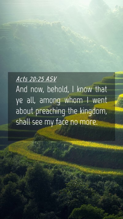 Picture 04 - Acts 20:25 ASV Mobile Phone Wallpaper - And now, behold, I know that ye all, among whom I - Mobile Bible Verse Wallpaper